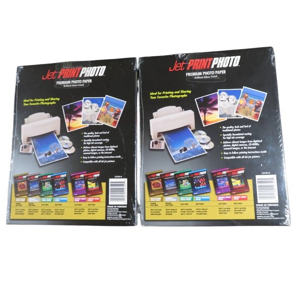 Jet Print Photo Paper Premium Gloss Finish 2-Pack for Inkjet Printer 12749-0 New - Picture 3 of 6